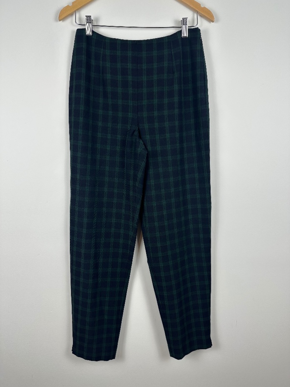 Talbots Black Watch Plaid Navy Green High Rise Side Zip Pants Size 8